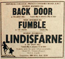 Advert Fumble and Lindisfarne