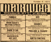 Fumble, Marquee Club, October 1973